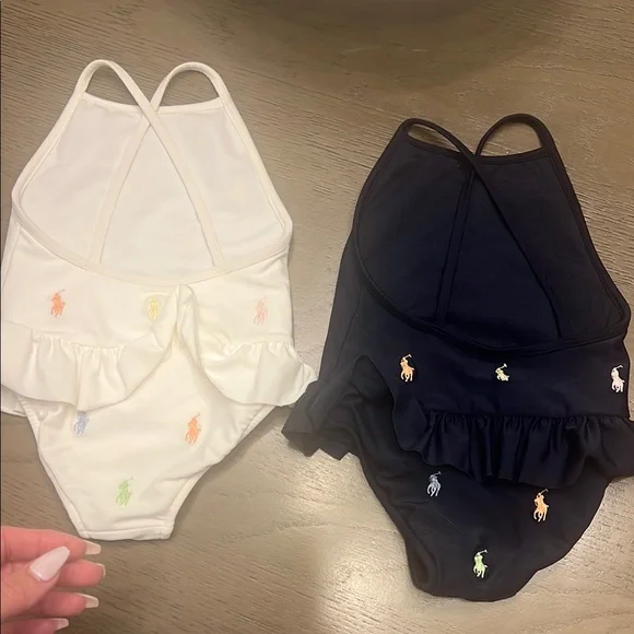 Ralph Lauren Kids Swim One Piece - White and Black - Picture 2 of 4